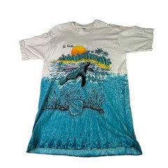 VTG 90s Carribean Sea T Shirt Single Stitch USA Fruit of the Loom Tee W Flaw