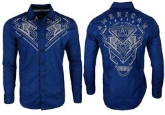American Fighter Men’s Button Down Shirt Sequence Embroidered S-3XL