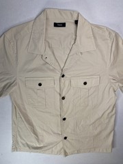 Theory Beau SS Hanson Twill Camp Shirt Men’s Large Beige Lyocell Blend