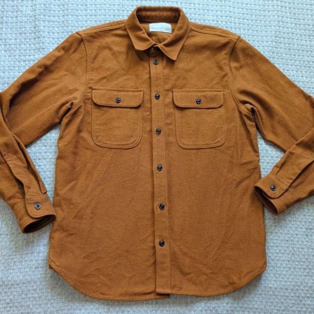 Everlane Shirt Mens Medium Brown Cotton Twill Overshirt Double Pocket Casual