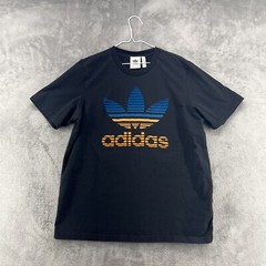 Adidas Shirt Mens Large Black Trefoil Felt Streetwear Hip Hop Hoops