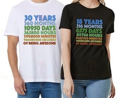 Years of being awesome custom age years months days hours seconds birthday tshir