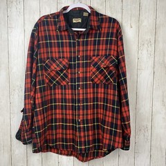 Vintage Northwest Blue Shirt Mens Large Red Retro Plaid Acrylic Flannel Casual