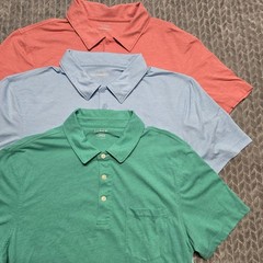 3 J.Crew Mens Large Polo Shirt Performance Washed Pink Blue Green L6866 Summer