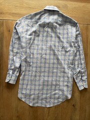 Ledbury Tailored Dress Shirt Mens 15 Small Plaid Barrel Cuff Button Long Sleeve