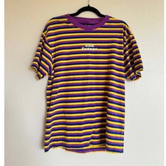 Odd Future Tyler Creator Striped Tee L Purple Yellow Blue Streetwear Y2K Euro