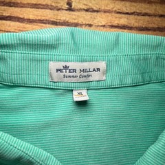 Peter Millar Summer Comfort Polo Shirt Mens XL Mint Green Stripe Lighthouse Logo