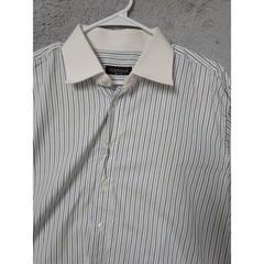 Canali Shirt Mens 17.5 44 Striped Contrast Collar French Cuff Blue White READ