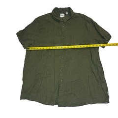 ROWM Men’s XL Green Hemp Blend Short Sleeve Button Front Shirt Geometric Casual