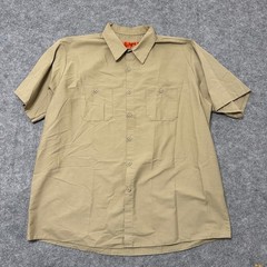 Red Kap Work Shirt Mens XXL Khaki Short Sleeve Button Up SP24KK5 Industrial Tan