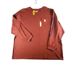 Carhartt Shirt Mens 4XL Brown Long Sleeve Pocket Tee Loose Fit Tagless Logo