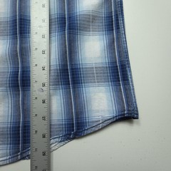 Skully Men Shirt Large Blue Plaid Thin Snap Front Roll Tab Western Casual Cowboy