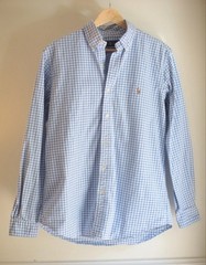 Polo Ralph Lauren Men’s M Classic Blue White Gingham Button Down Oxford Shirt