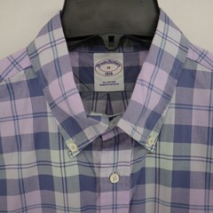 Brooks Brothers Dress Shirt Size M Medium Blue Purple Plaids Long Sleeve Logo