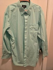 Men’s Omega Italy Long Sleeve Dress Shirt – Size 3XL 19-191/2″ 36-37 Mint Green