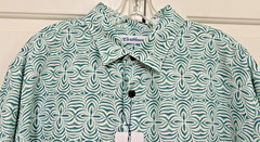 NWT Caribbean size XL aqua white floral short sleeve button up shirt mens