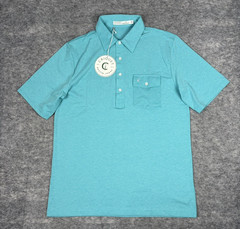 New Criquet Polo Shirt Mens M Light Blue Cotton Blend Performance Stretch Golf