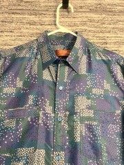 Vintage Le Bombyx Thailand Handmade Men’s 100% Silk Multicolor Button Up Shirt
