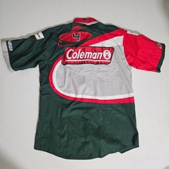 Vintage Coleman FLW Tour Fishing Jersey Shirt Mens Medium Green Red Button Up