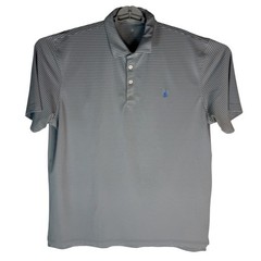 johnnie-O Hangin Out Mens XXL Grey Striped Performance Polo Shirt Short Sleeve