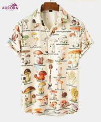 Mushroom Hawaiian Shirt Tropical Beach Aloha Summer Mens Womens
