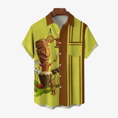 Mens TIKI ART Casual Short Sleeve Shirt 2403000711