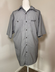 Wrangler Outdoor Series Men’s Gray Solid Woven Polyester Button-Up Shirt L SS