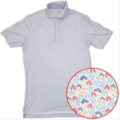Johnnie O Featherweight Polo Shirt Mens Small Blue Maliblu Forbes Golf AOP Print