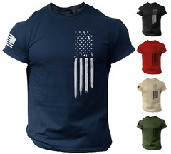 American Flag USA Patriotic T Shirt for Man Military Veteran Style Shirt