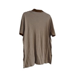 Polo Ralph Lauren Stripe Polo Shirt Men L Brown White Pink Logo Preppy Casual