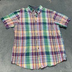 Lands’ End Traditional Fit Dress Shirt Mens XL 17-17.5 Multicolor Madras Plaid