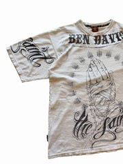 VTG Ben Davis The Saint AOP Spell Out XL White Graphic T-Shirt!