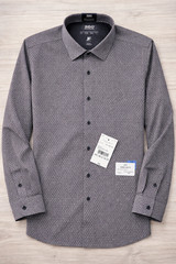 JF J.Ferrar 360 Stretch Dress Shirt Mens 2XL 3XL 4XL 5XL Black Geometric