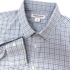 Mizzen+Main Mens XXL Trim Fit Performance Dress Shirt Blue Plaid Stretch No-Iron