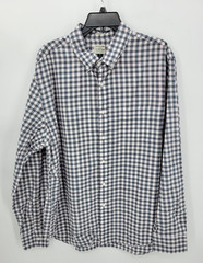 J Crew Shirt Mex XL Blue White Plaid Long Sleeve Button Up Secret Wash Shirting