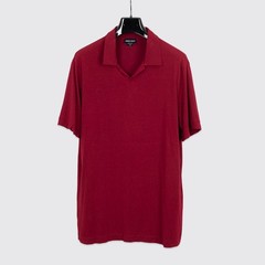 Giorgio Armani Polo Shirt Size L (EU54) Men Crimson Red Stretch Viscose Jersey