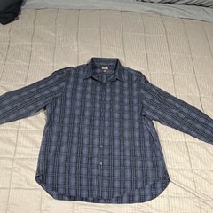 Michael Michael Kors Men’s XL Blue Plaid Long Sleeve Cotton Button-Front Shirt