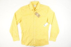 BAR III 3 FLORAL FLOWER YELLOW 14-14.5 SMALL SLIM FIT BUTTON FRONT SHIRT MENS