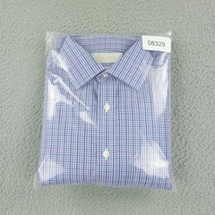 Roundtree & Yorke Gold Label Dress Shirt Mens 14.5 Blue Check Slim Non Iron