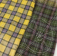 VALE Forever Beaded Gradient Vintage Check Long-Sleeved Shirt Jacket