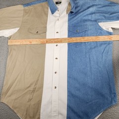 Cumberland Outfitters Shirt Mens 2XL Blue Brown Short Sleeve Button Up Western