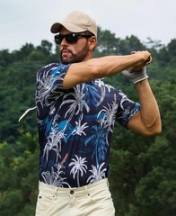 Men’s Tropical Palm Tree Golf Polo Shirt Dry Fit Casual Hawaiian Style Top
