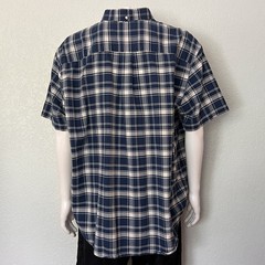 Foundry Easy Care 2XL Blue Plaid Button Down Short Sleeve ShirtCotton Blend