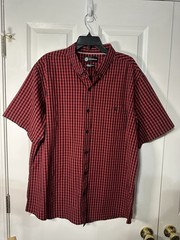 WP Weatherproof Short Sleeve Comfort Stretch Woven Button Up Shirt Red XXL EUC