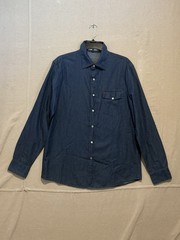 Criquet Denim Shirt Mens Medium Blue Pearl Snap Long Sleeve Western Button Up