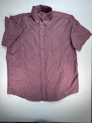 LL Bean Mens Button Down Red Short Sleeve Shirt Large Pocket Outdoor Workwear