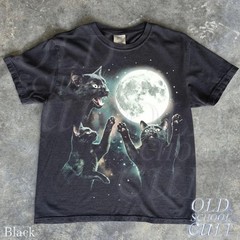 Vintage Black Cat Moon Graphic T Shirt, Celestial Cat Lover Tee
