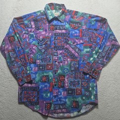 Vintage Western Plains Trading Co Shirt Mens Medium Southwestern Aztec Tapestry
