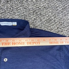 Peter Millar Mens Large Featherweight UPF 50+ Polo Shirt Navy Blue Space Dye