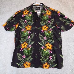 Scotch & Soda Mens Island Getaway Tropical Hibiscus Floral Viscose Shirt Large